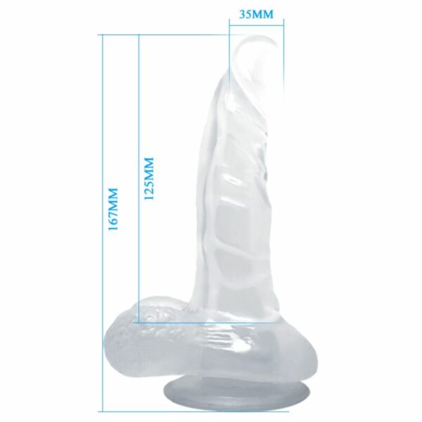 BAILE - DILDO REALISTICO CON VENTOSA Y TESTICULOS 16.7 CM TRANSPARENTE - Image 5