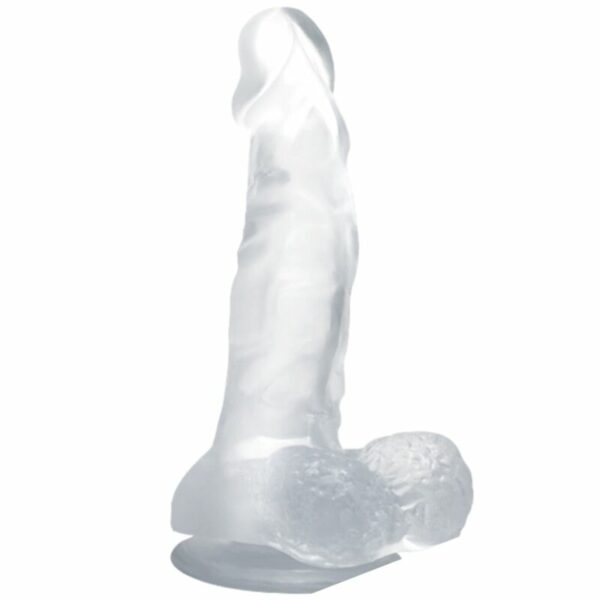 BAILE - DILDO REALISTICO CON VENTOSA Y TESTICULOS 16.7 CM TRANSPARENTE