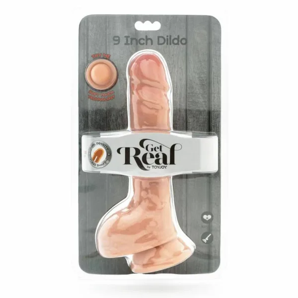 GET REAL - DUAL DENSITY DILDO 25,5 CM CON TESTICULOS NATURAL - Imagen 3