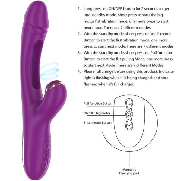 INTENSE - ATENEO VIBRADOR MULTIFUNCIÓN RECARGABLE 7 VIBRACIONES CON LENGUA OSCILANTE Y SUCCIONADOR MORADO - Imagen 6