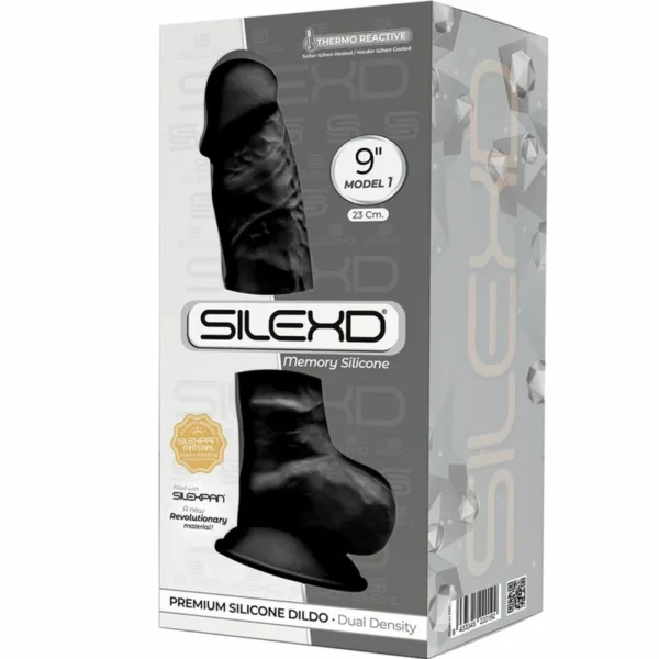 SILEXD - MODELO 1 PENE REALISTICO SILICONA PREMIUM SILEXPAN NEGRO 23 CM - Imagen 3