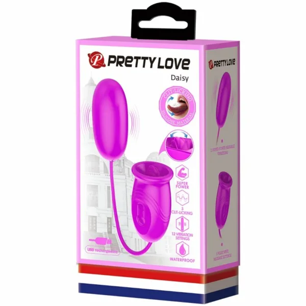 PRETTY LOVE - DAISY HUEVO DUAL VIBRADOR RECARGABLE MORADO - Imagen 9