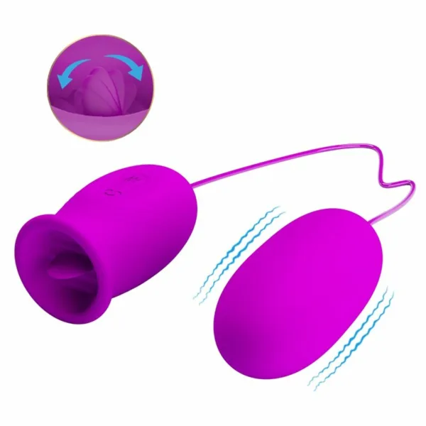 PRETTY LOVE - DAISY HUEVO DUAL VIBRADOR RECARGABLE MORADO - Imagen 3