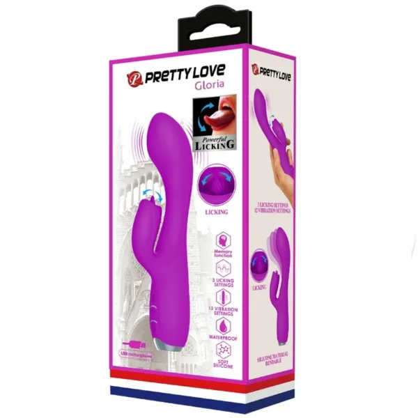 PRETTY LOVE - GLORIA VIBRADOR CONEJO RECARGABLE-IMPERMEABLE MORADO - Image 11